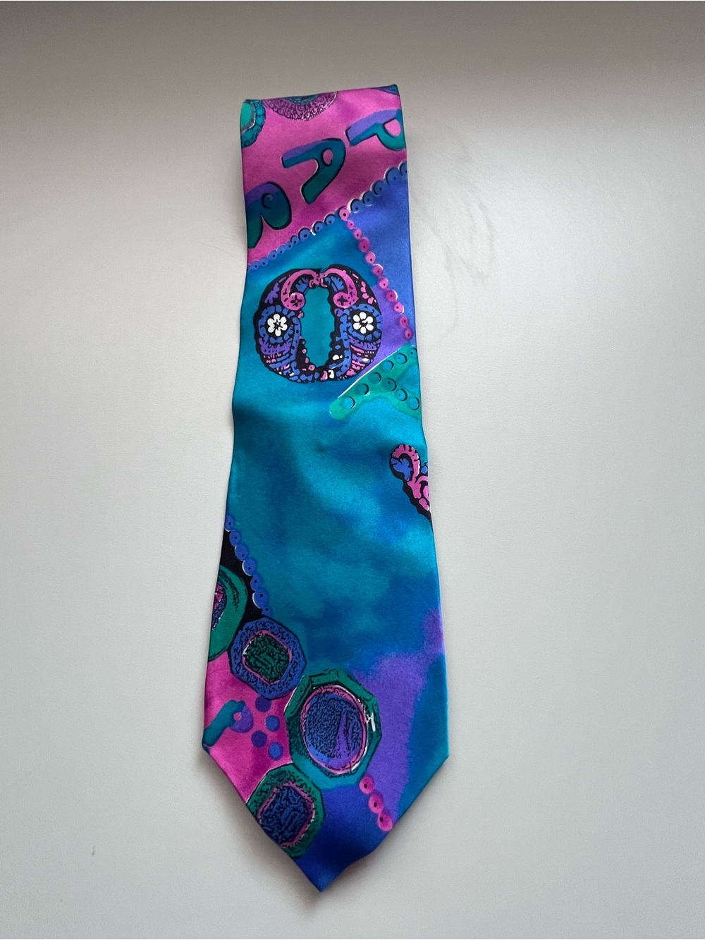 Vintage Buccelli Multi Colored 100% Silk Tie